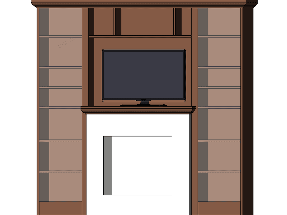 Entertainment Center With Fireplace And TV — Revit Family