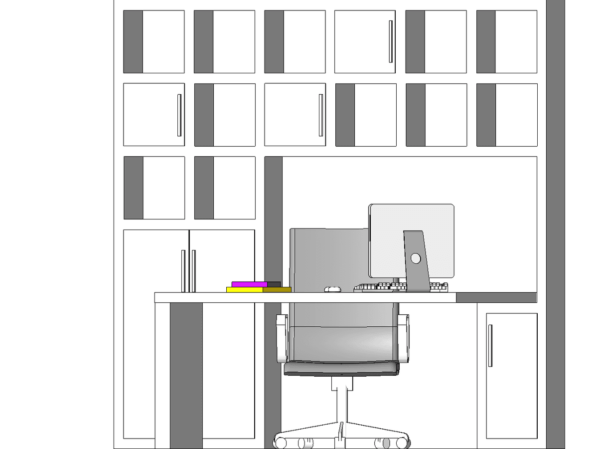 Wall Storage Unit With Desk — Revit Family
