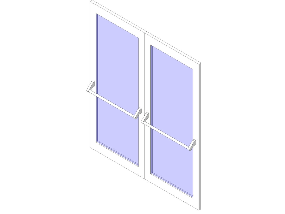 Dbl Glass W Push Bar — Curtain Wall Revit Family