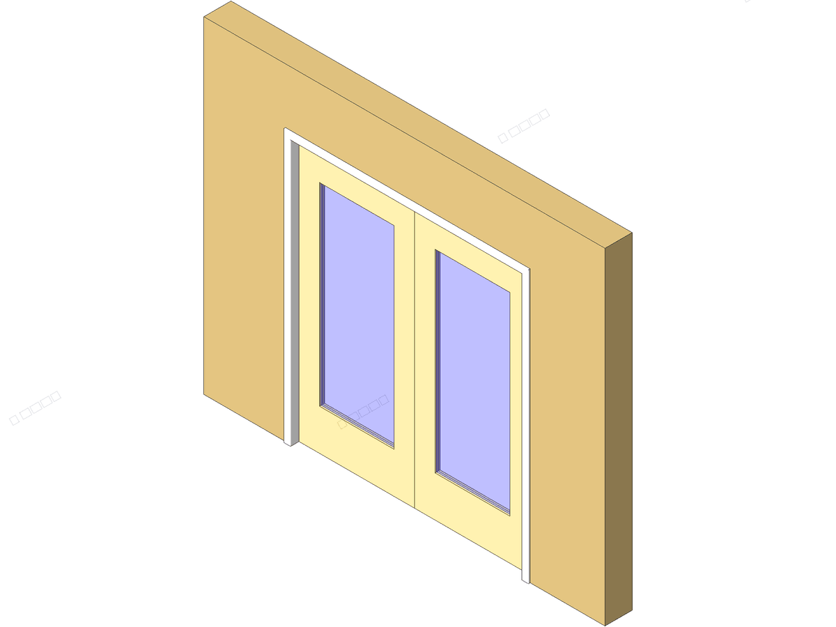 Door Double Glazed 1 Lite SMARTBIM — Double Door Revit Family