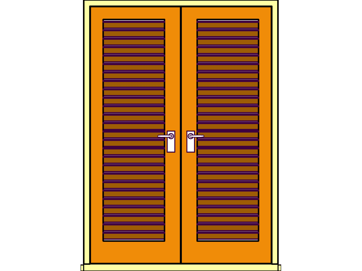 Extdbl Louvre — Double Door Revit Family
