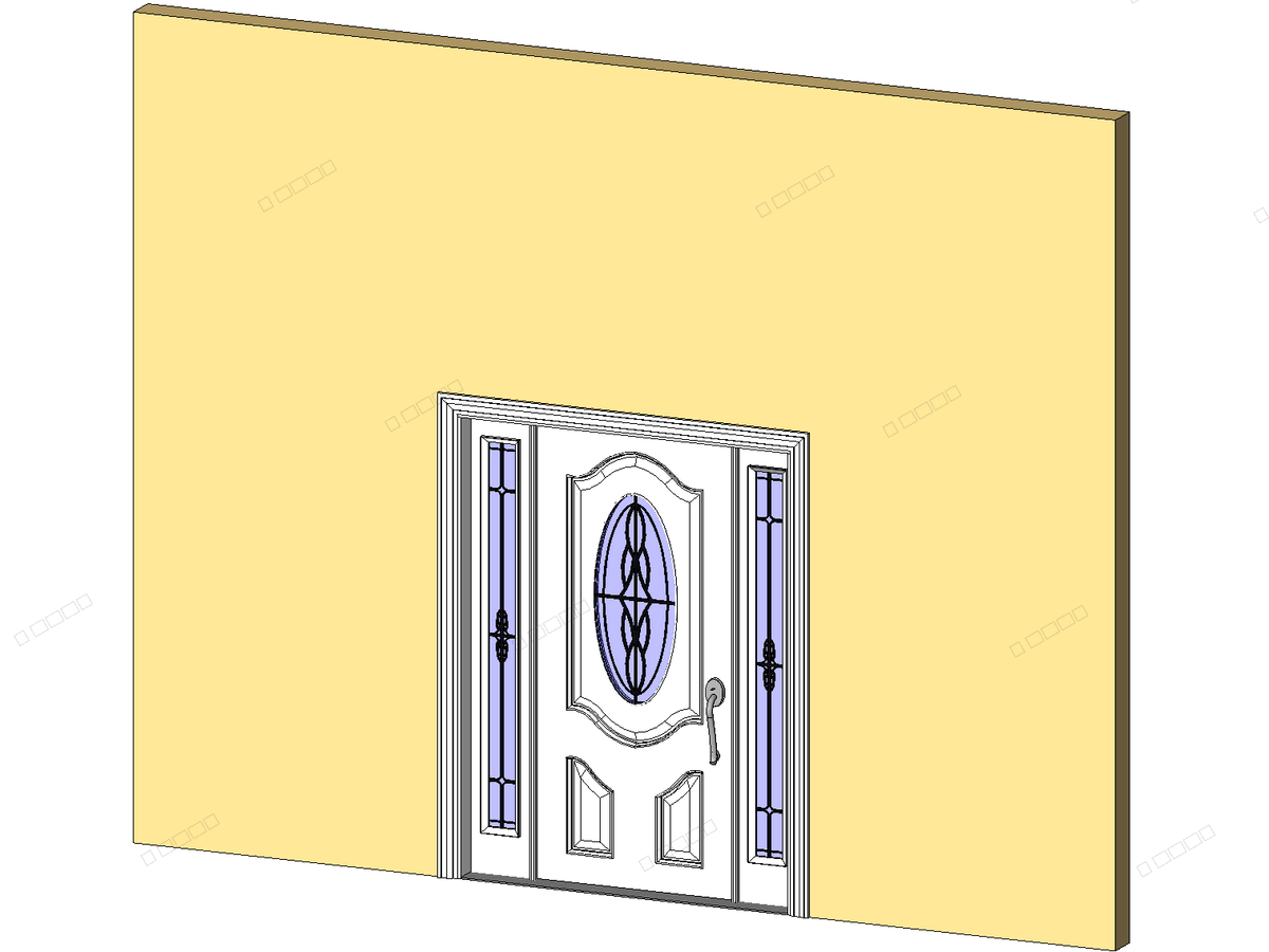 Front Entry With Sidelites — Double Door Revit Family