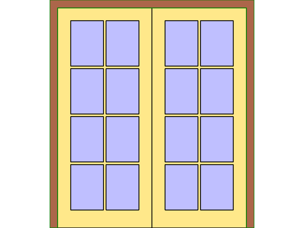 M Double Glass 2 — Double Door Revit Family