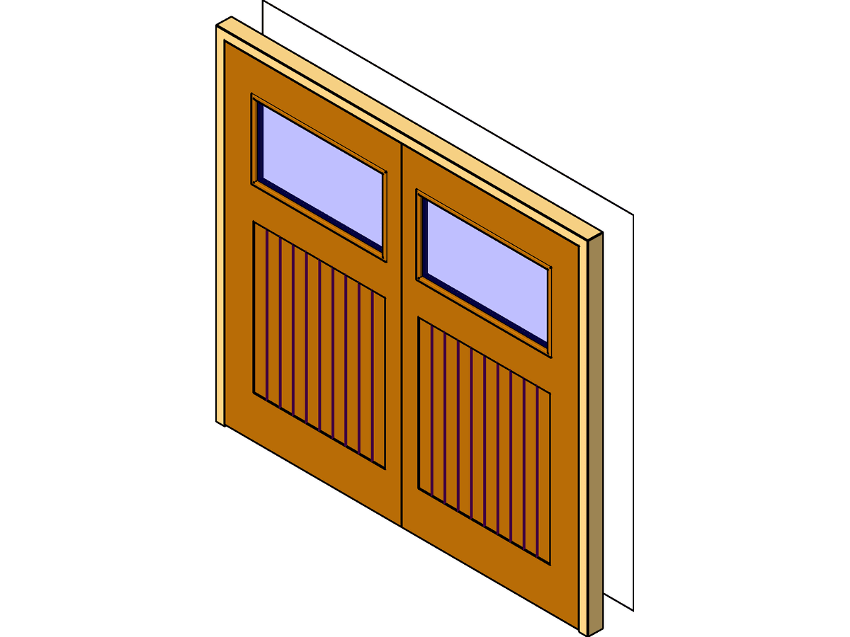 Garage Timber Side Hung — Parking Door Revit Family
