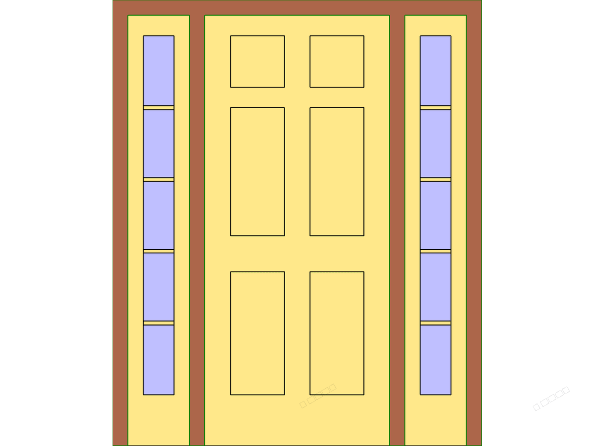Single Raised Panel With Sidelights — Single Door Revit Family