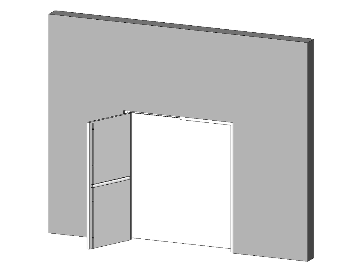 Double Egress Corridor Fire Door — Opening Door Revit Family