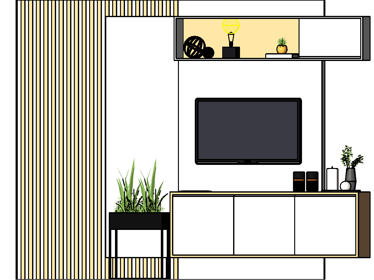 LR2378 Conjunto Home TV Quarto 948 — Revit Family