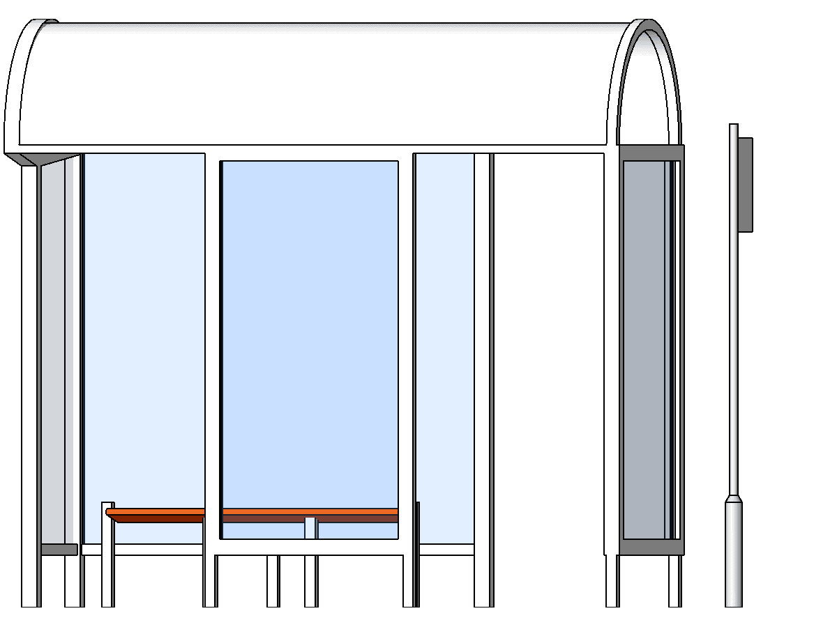 Bus Stop Curved Glass — Revit Family