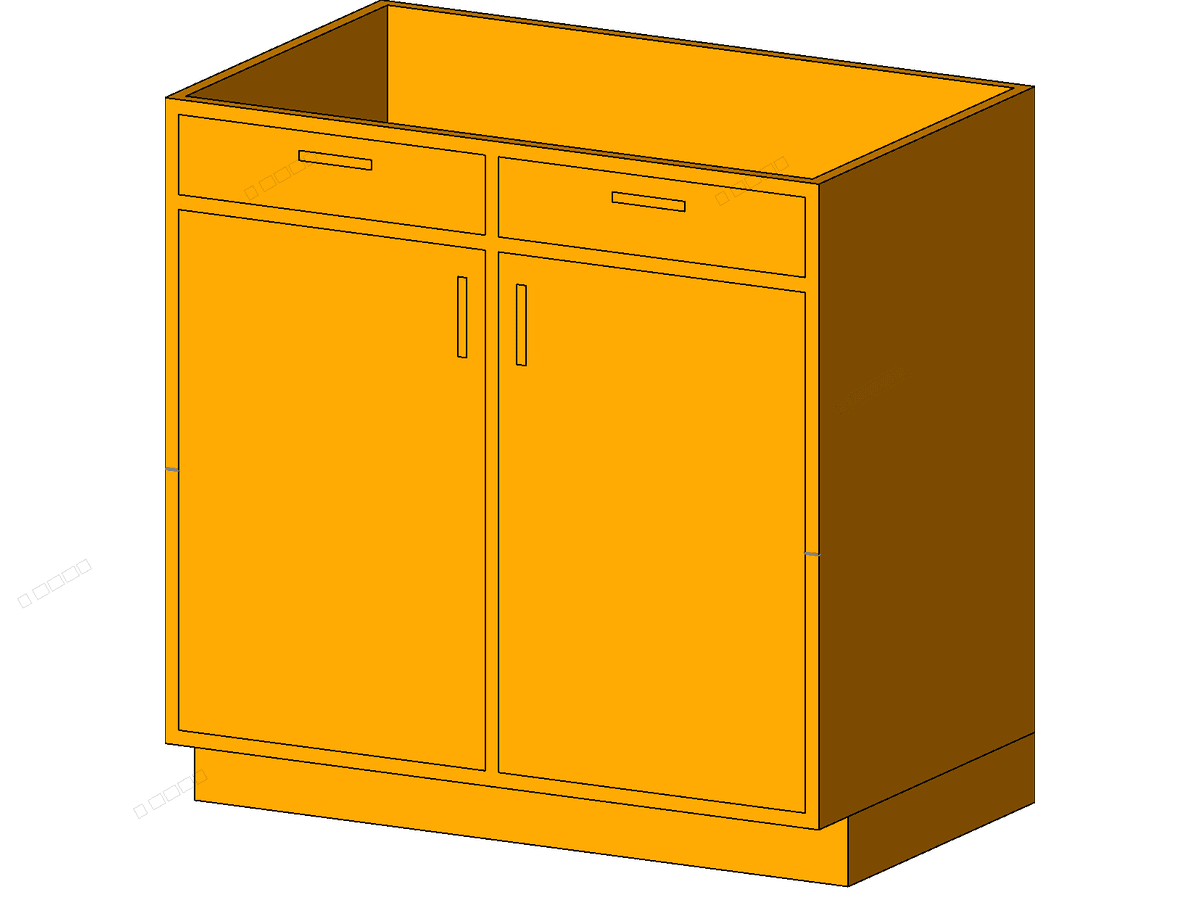 Base Cabinet Double Door & 2 Drawer — Revit Family
