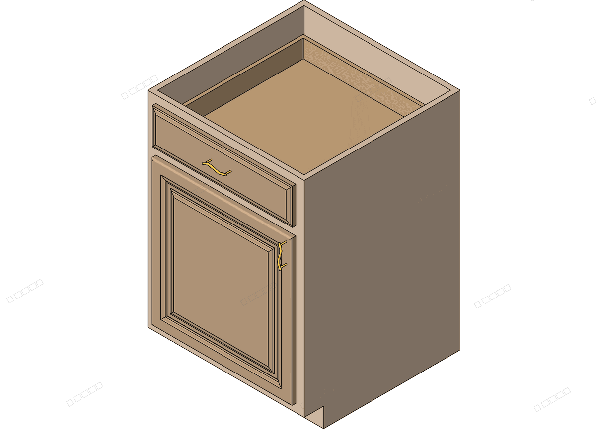 Base Cabinet 1 Door 1 Drawer 2 Deep Roll Out Trays — Revit Family