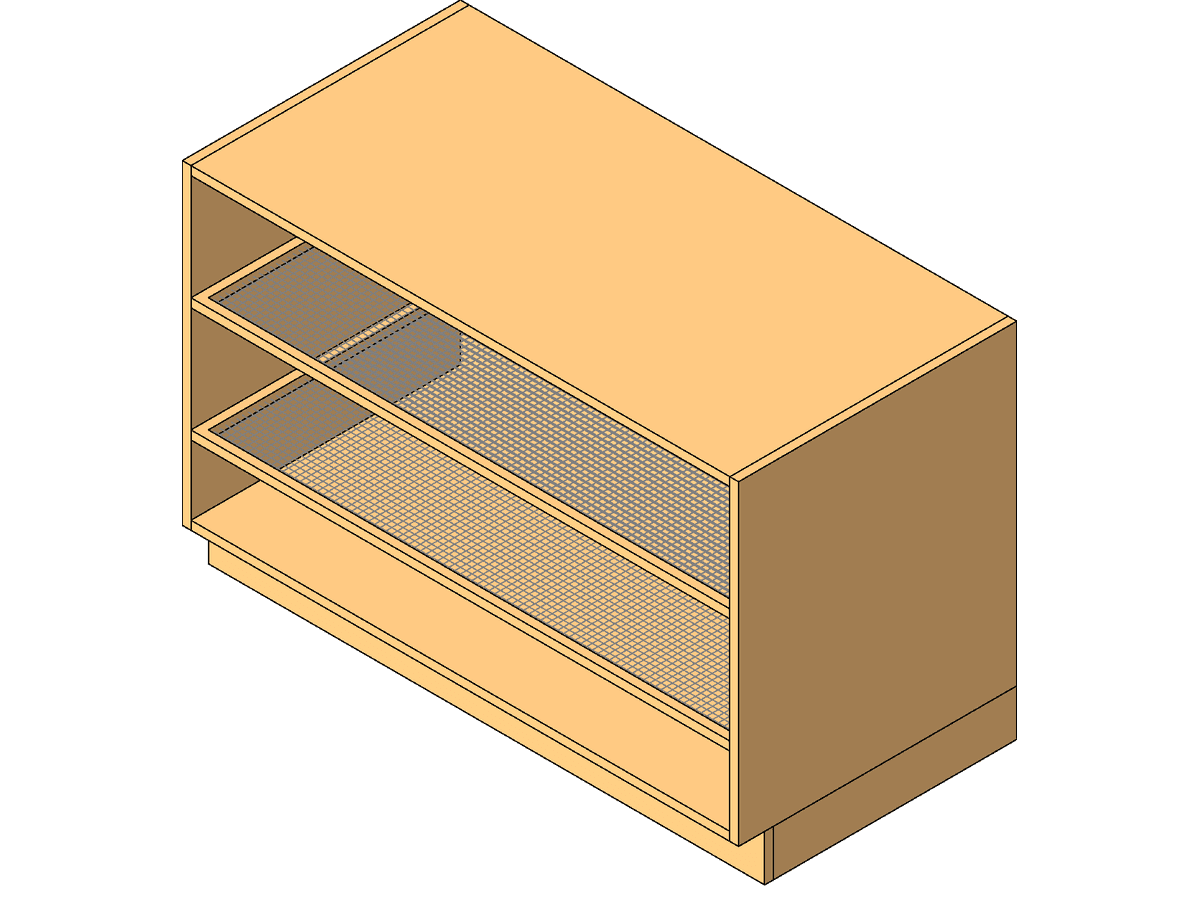 BASE CABINET 2 Shelf Mesh Clay Drying Cabinet Casework — Revit Family