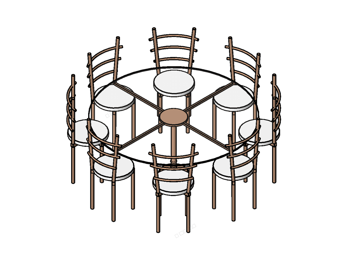 Furn Dining Circular 8 Seater — Revit Family