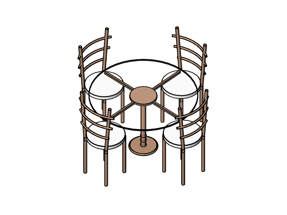 Table Dining 4 Seater Circular — Revit Family