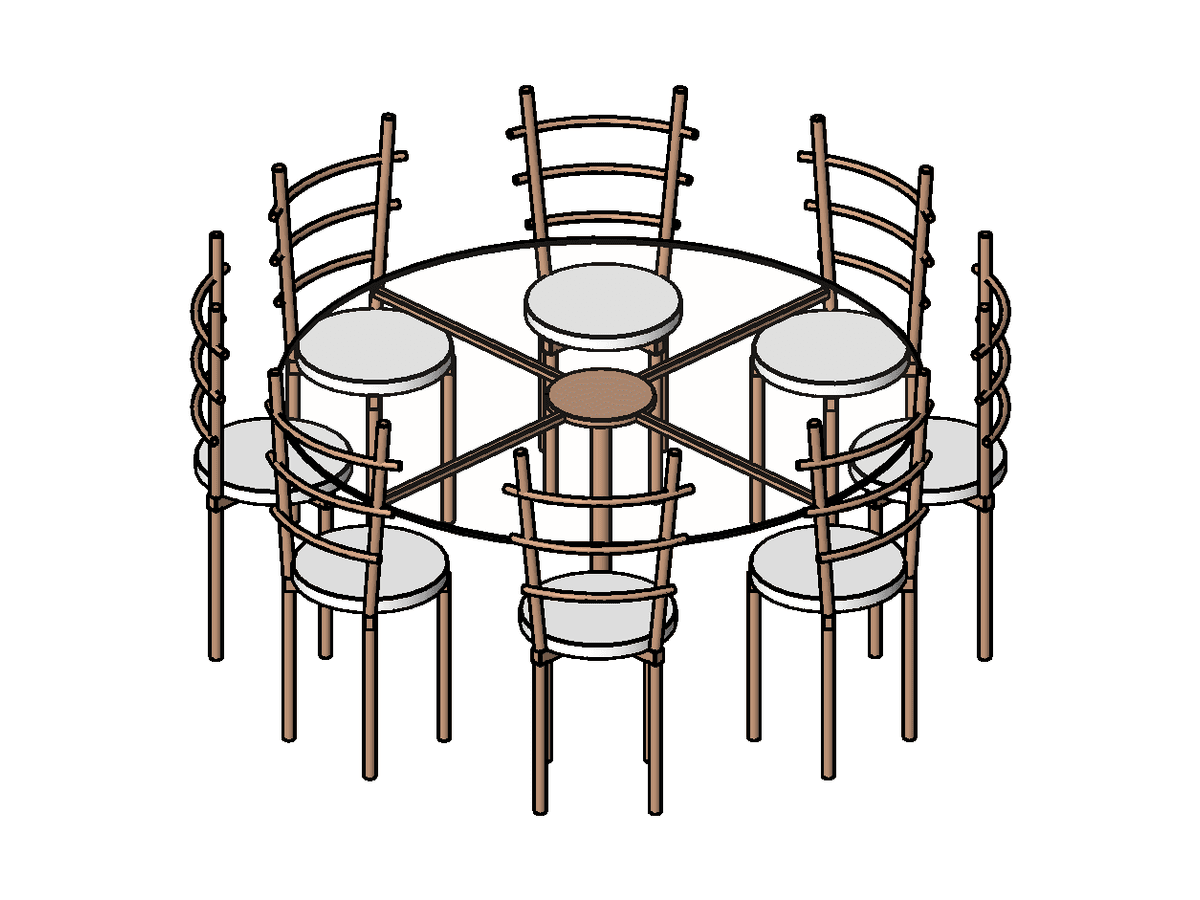 Table Dining 8 Seater Circular — Revit Family