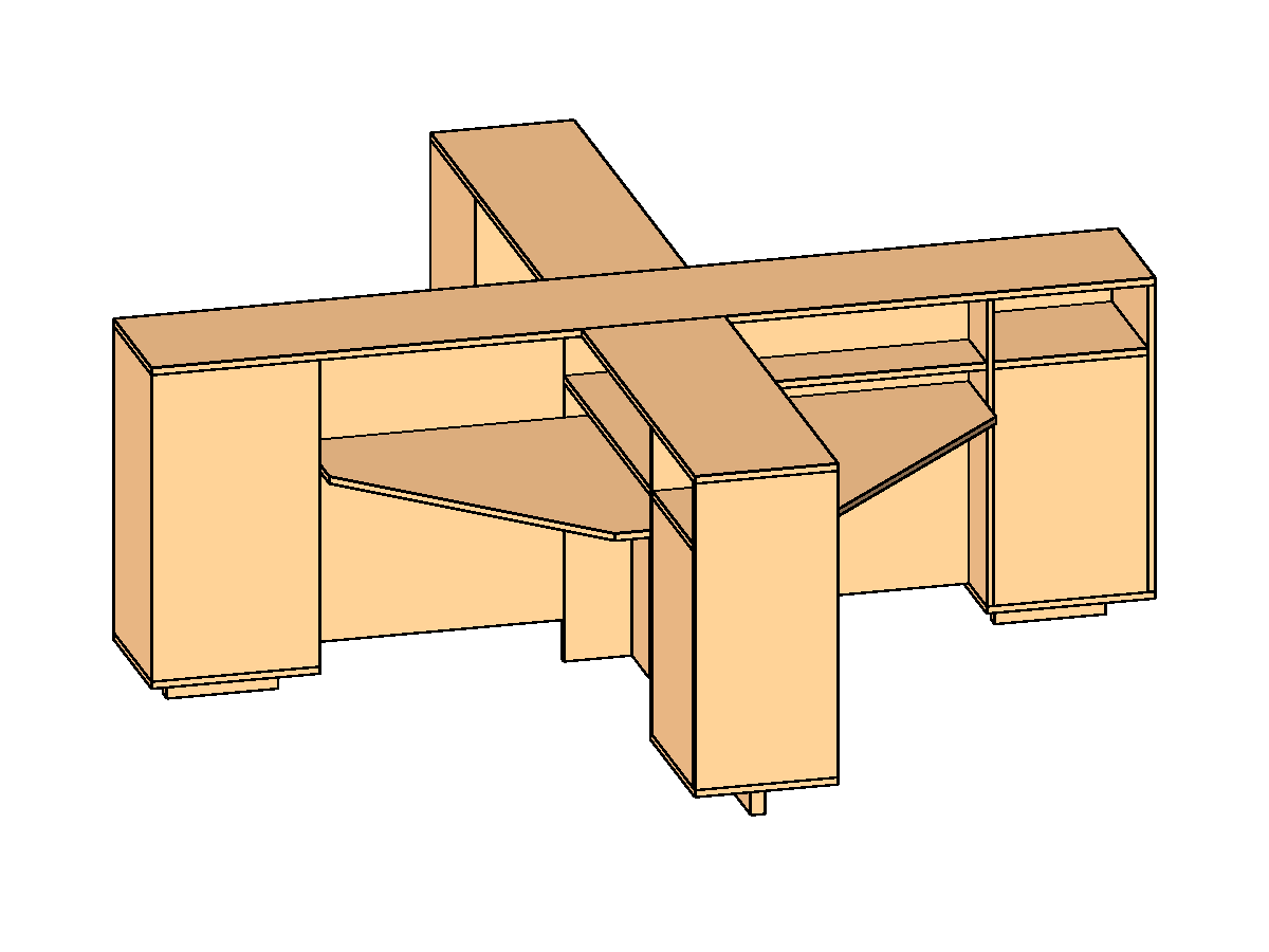 Work Station 4 Persons — Revit Family