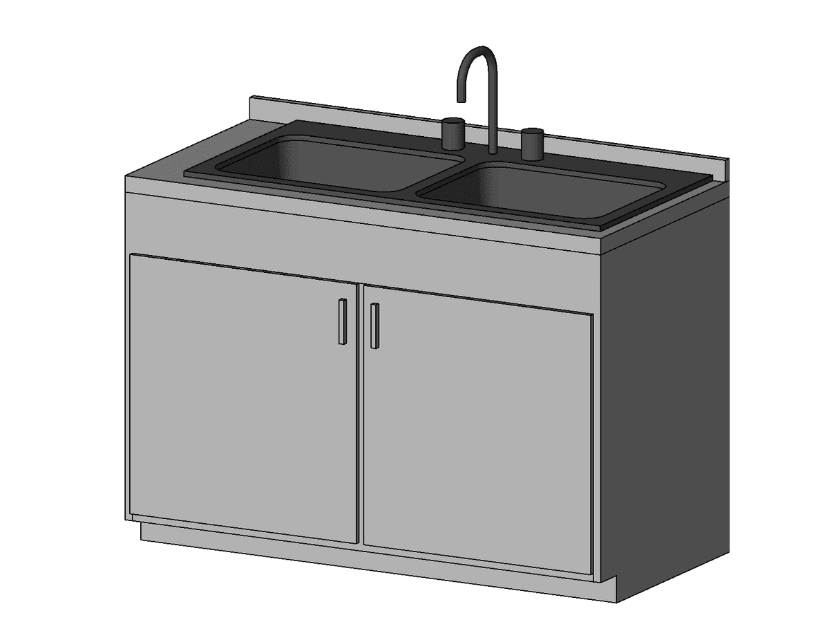 Cabinet Double Door W Double Sink — Basin Revit Family