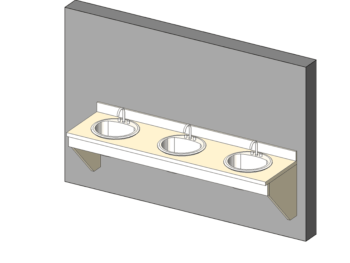 Counter Top W Sinks — Basin Revit Family