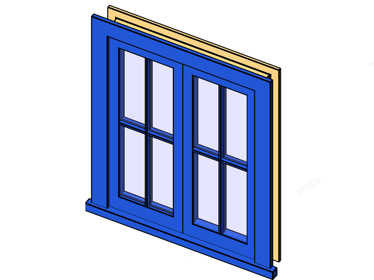 CA 11 Timber 4lite Trim (nz) — Double Window Revit Family