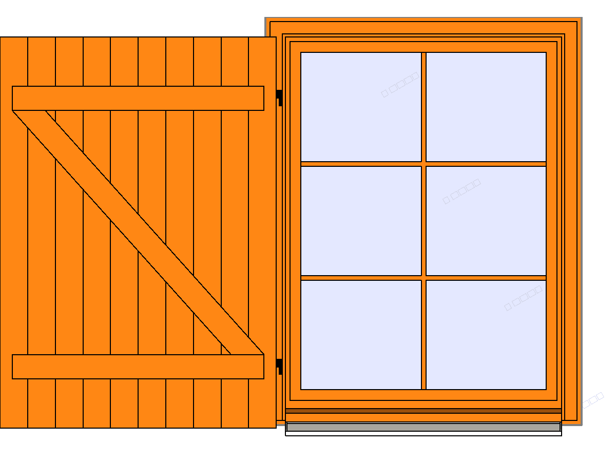 Vantail Droit Volet Et Petits Bois — Single Window Revit Family