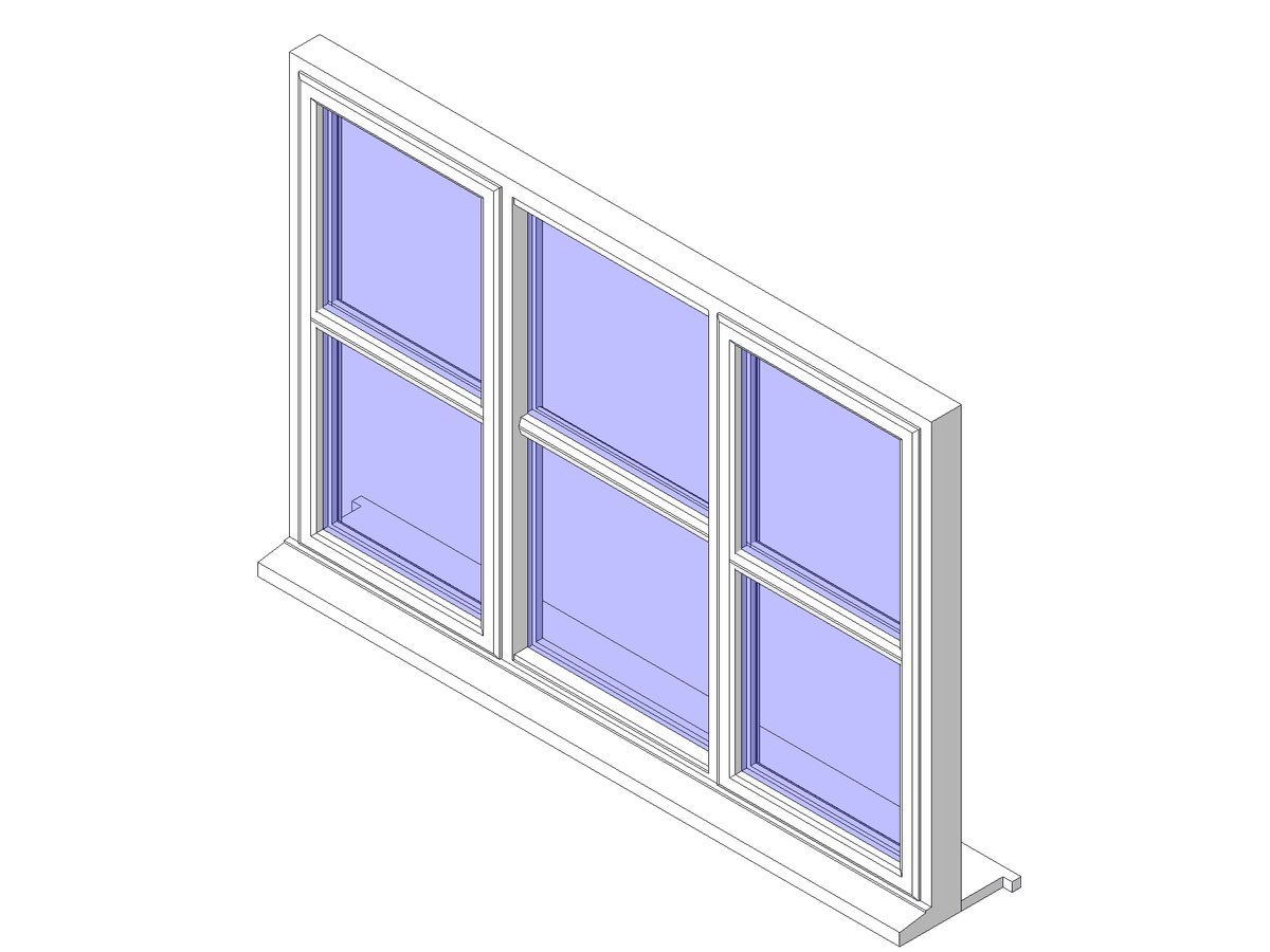 SCO Horz Bar Tpl — Triple Window Revit Family