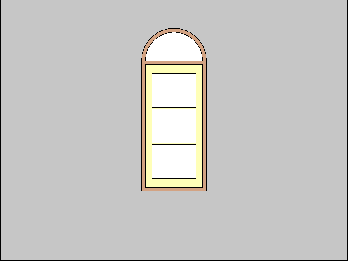 Single Shutter Multi Panel With Arched Fanlight — Single Window Revit Family