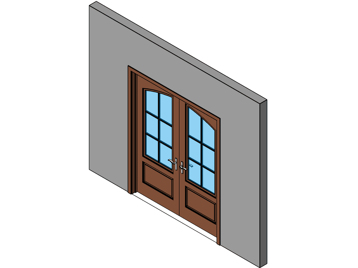 Decorative Glass Double Door — Double Door Revit Family