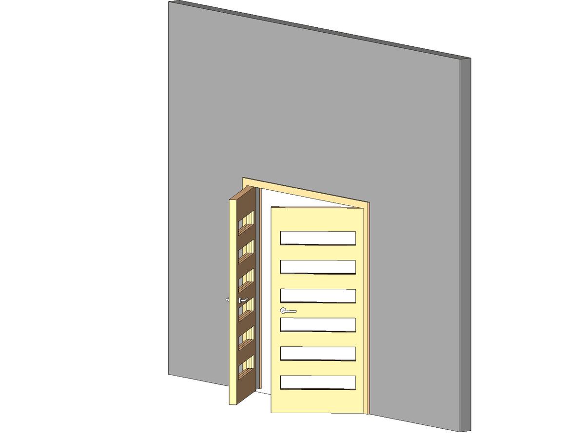 Double Doors W 6 Glass Sections — Opening Door Revit Family