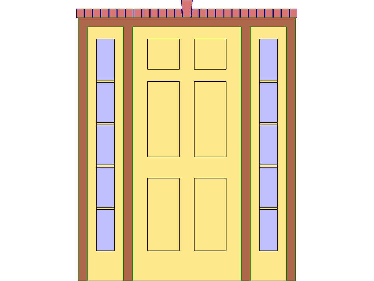 Front Door W Header And Sidelights — Single Door Revit Family
