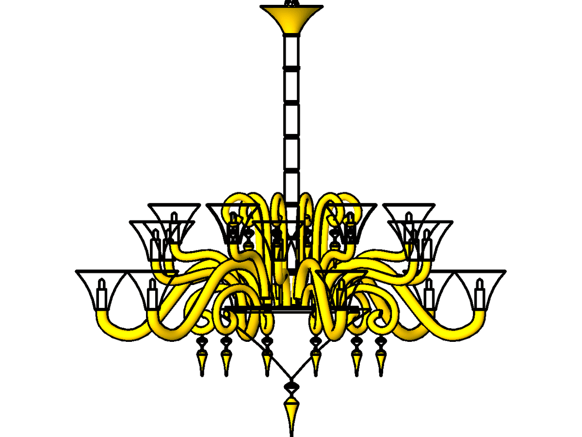 Baccarat Mille Nuits Chandelier 18L Clear Crystal And Gold Colour Coating — Revit Family