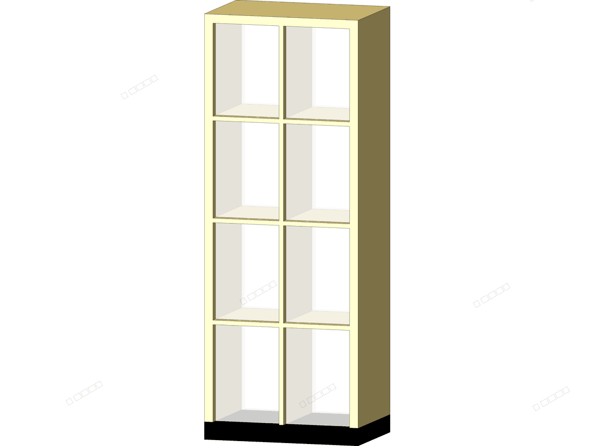 Display Case Wood Frosted Glass — Revit Family