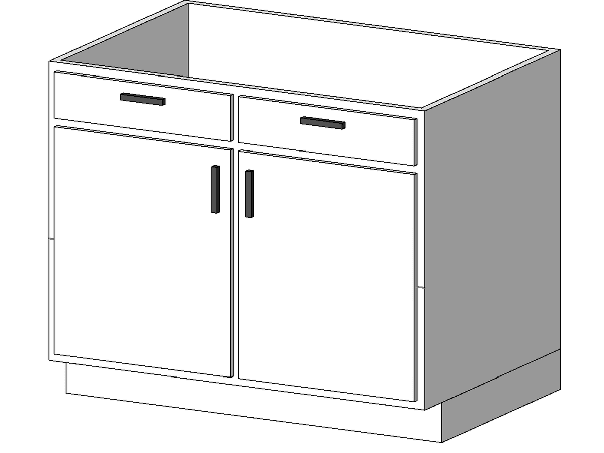 Vanity Cabinet Double Door & 2 Drawer — Revit Family