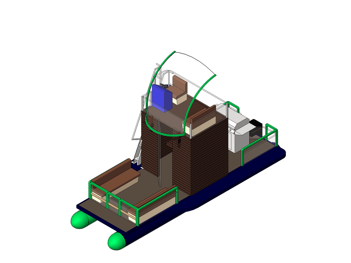 PONTOON BOAT With Sauna — Shower Revit Family