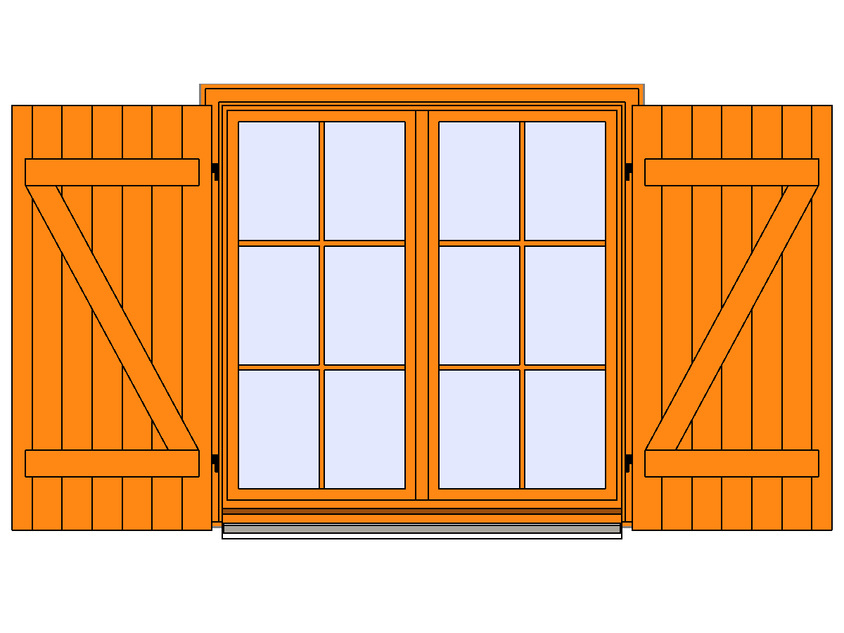 Vantaux Droits Volets Et Petits Bois — Double Window Revit Family