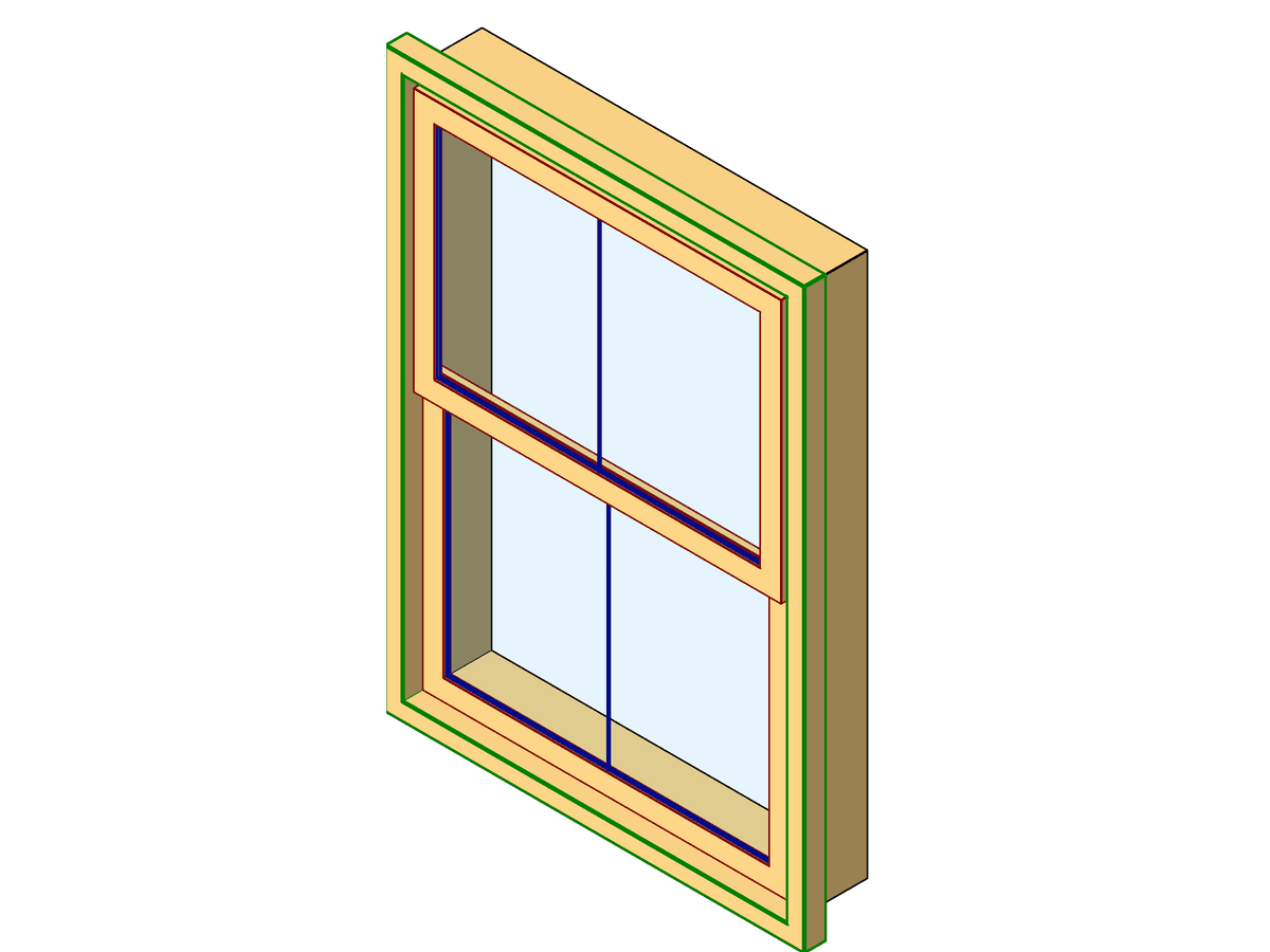 Double Hung 1L (aus) — Double Window Revit Family