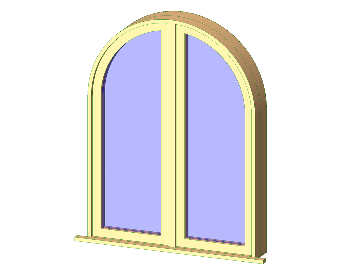 Quarter Round Top Double — Arch Window Revit Family