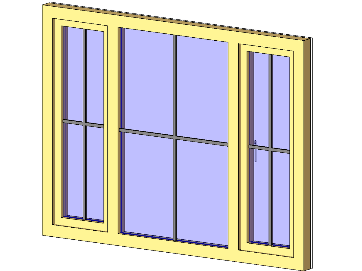 Trojkّdlé Otevيavé Boky — Triple Window Revit Family