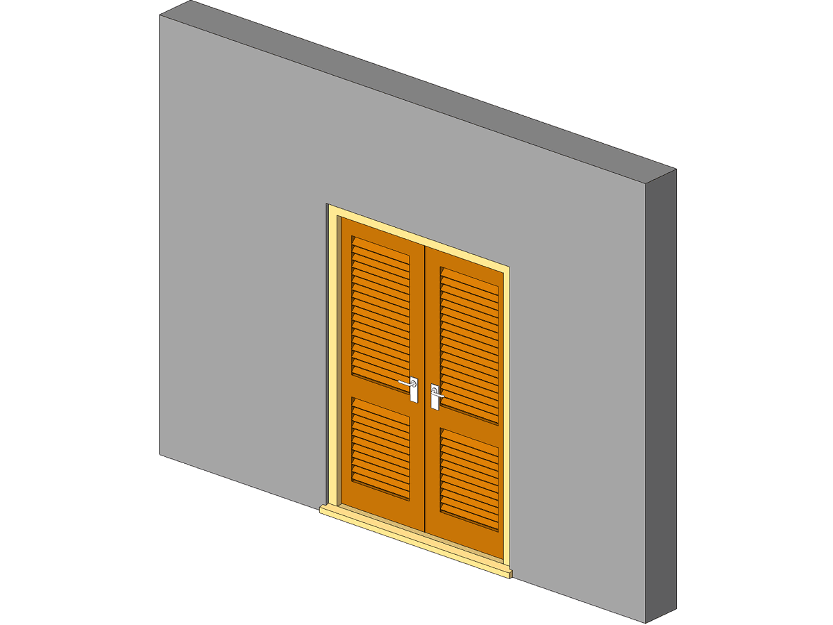 Extdbl Louvre 2 — Double Door Revit Family