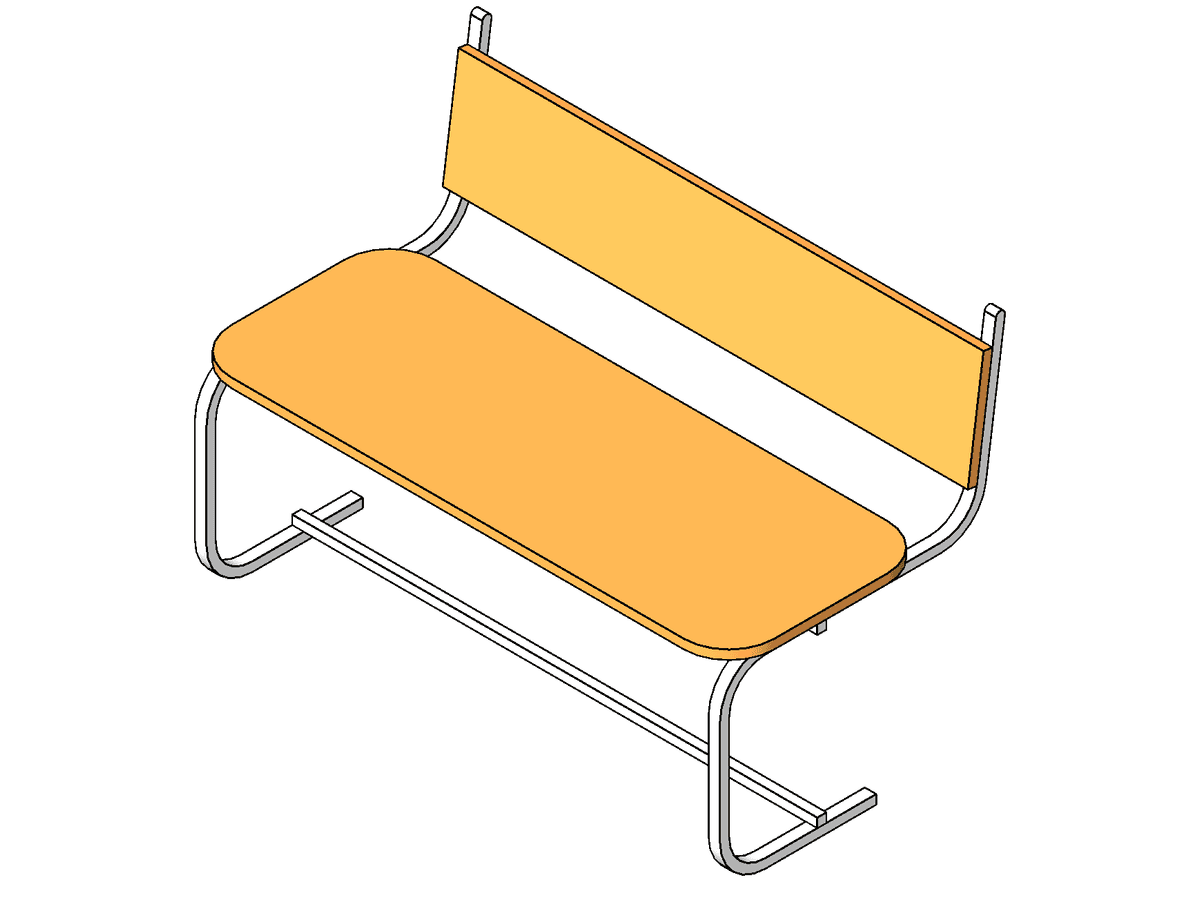 Bench 1200 X 450 Mm — Revit Family