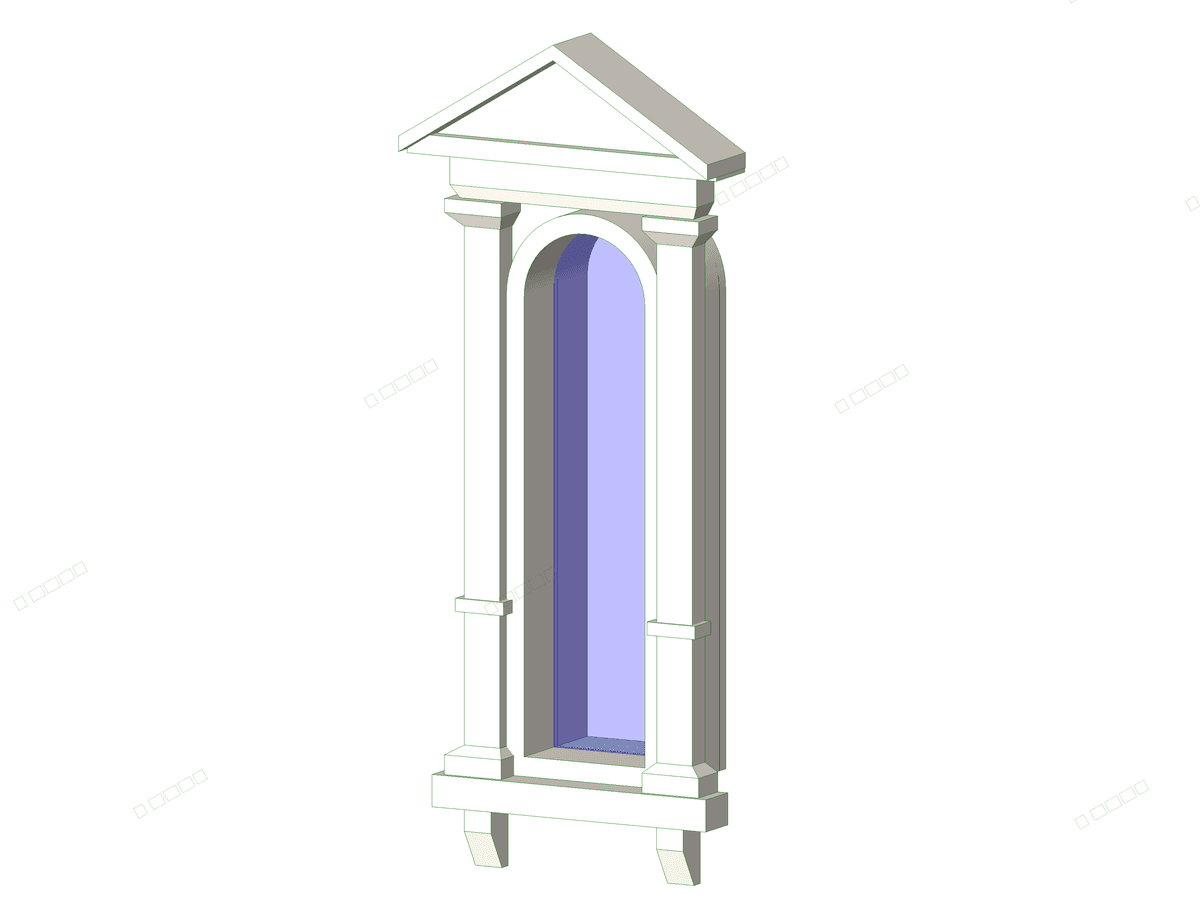 Fixed Round Top Ornate — Unique Window Revit Family
