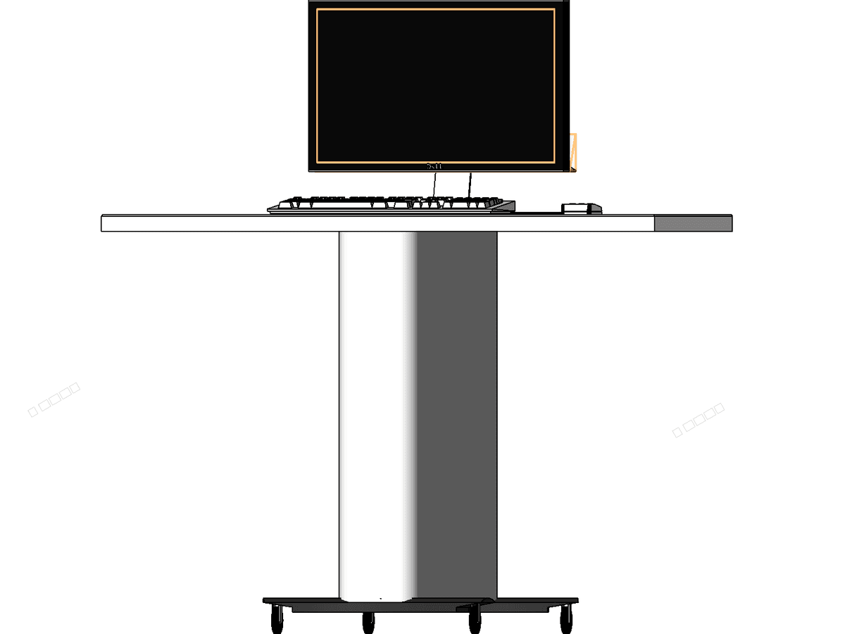 Computer Stand With Monitor Key Board And Mouse — Revit Family