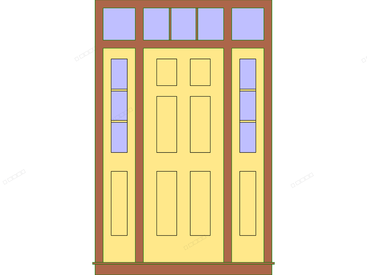 Single Raised Panel With Half Sidelights Transom — Single Door Revit Family