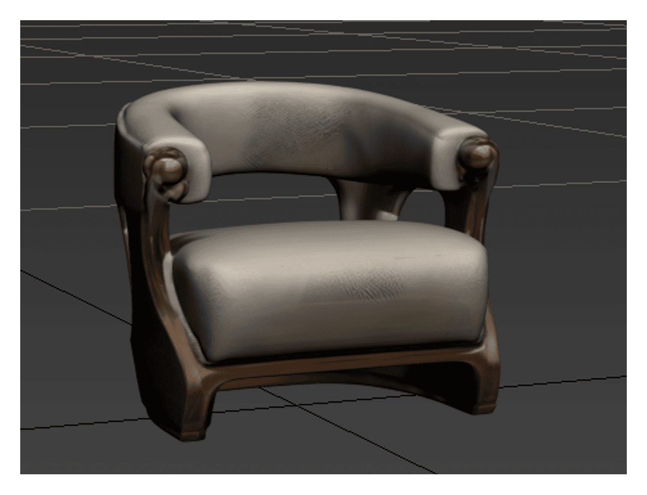 Curved Barrel Armchair — 3ds Max Model
