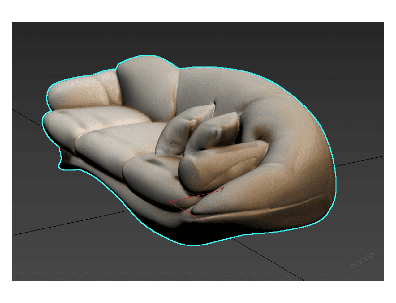 Curved Cloud Sofa — 3ds Max Model