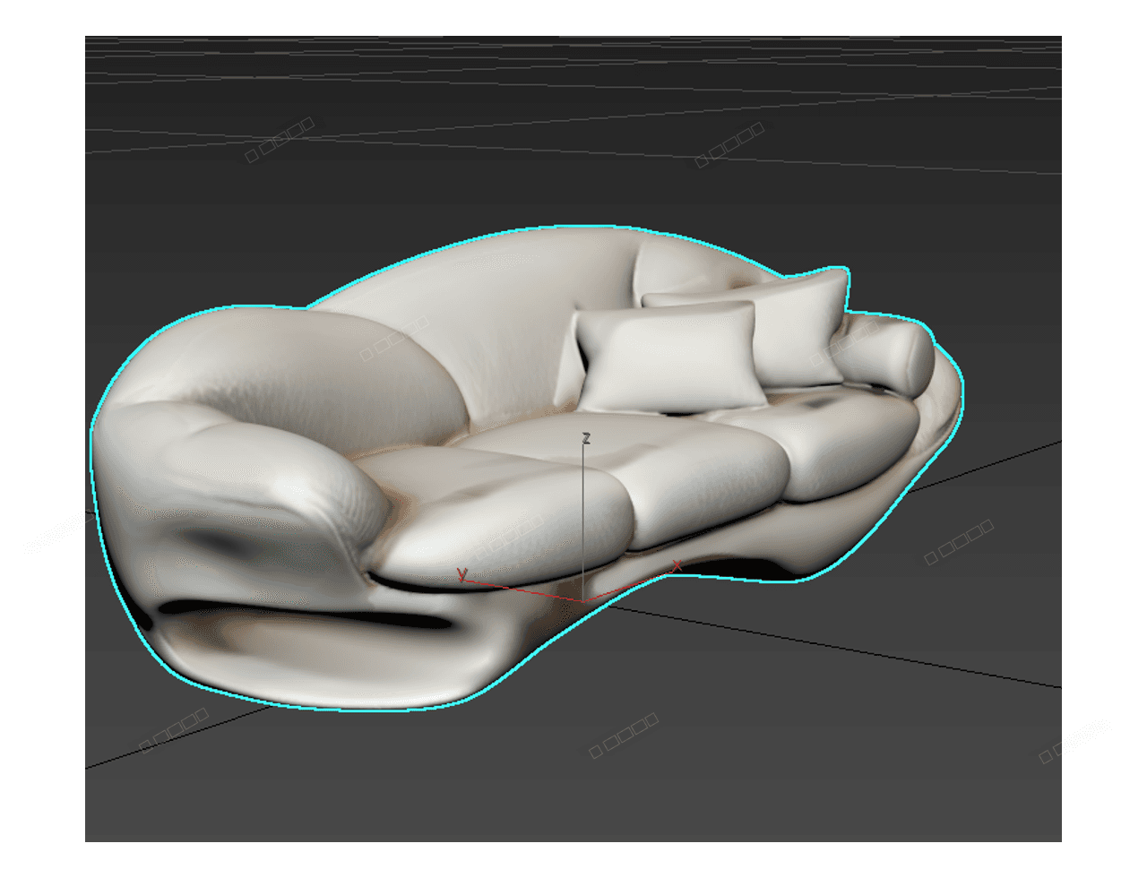 Curved Cloud Sofa — 3ds Max Model