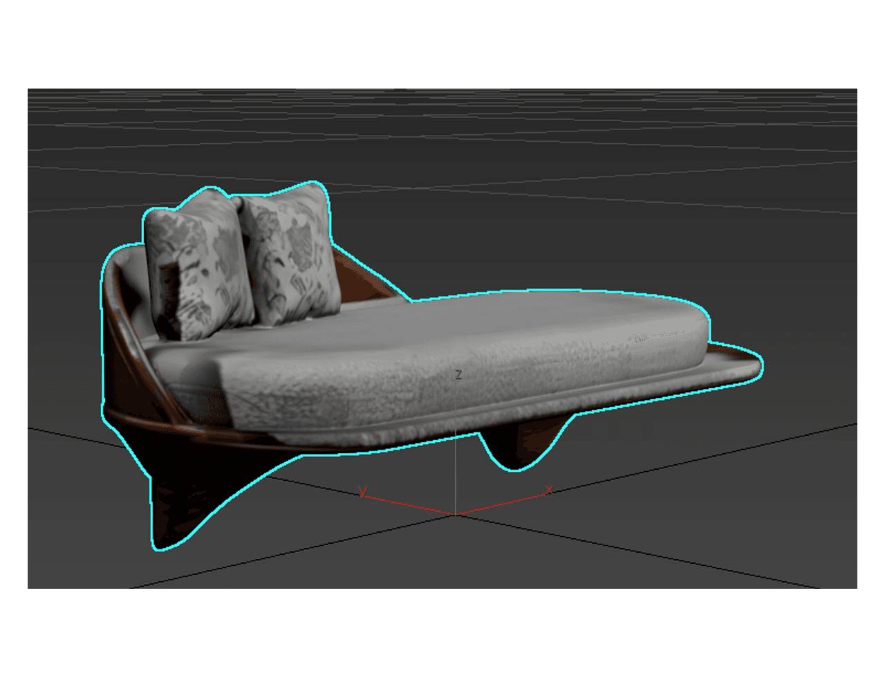 Cushioned Chaise Longue — 3ds Max Model