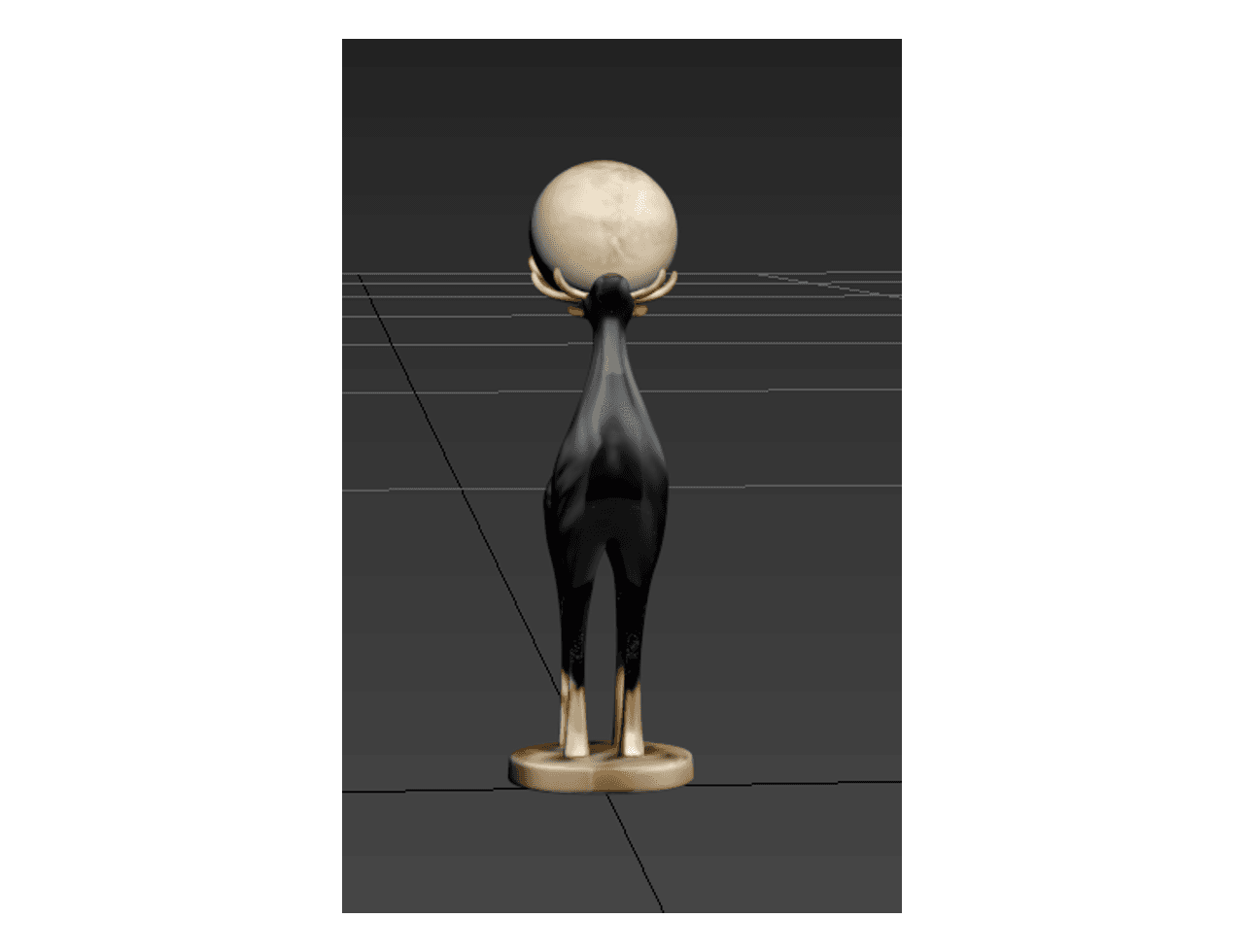 Deer Sculpture Pedestal Stand — 3ds Max Model