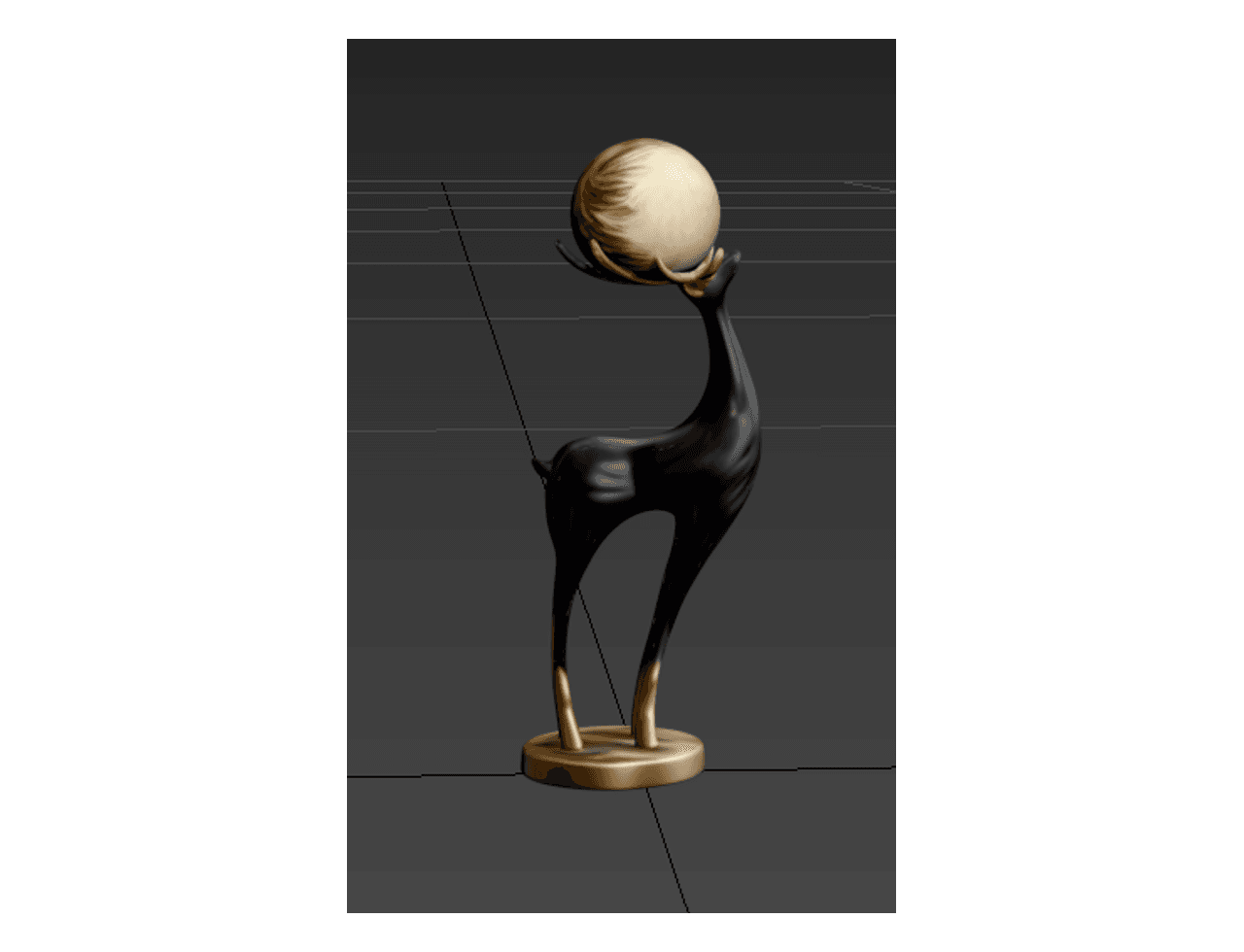 Deer Sculpture Pedestal Stand — 3ds Max Model