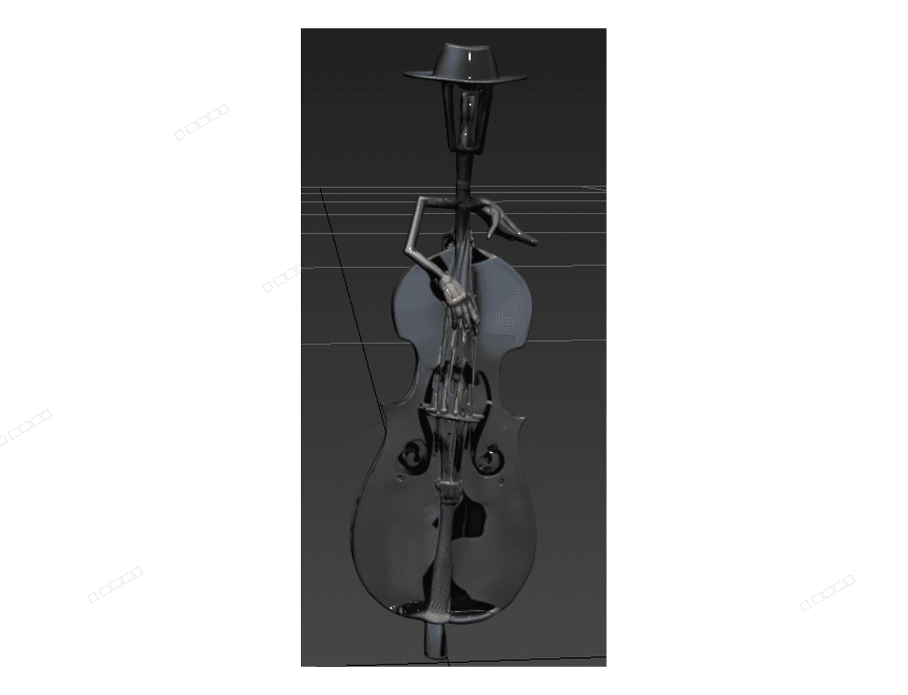 Double Bass Floor Sculpture — 3ds Max Model