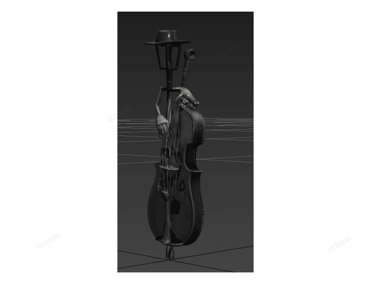 Double Bass Floor Sculpture — 3ds Max Model