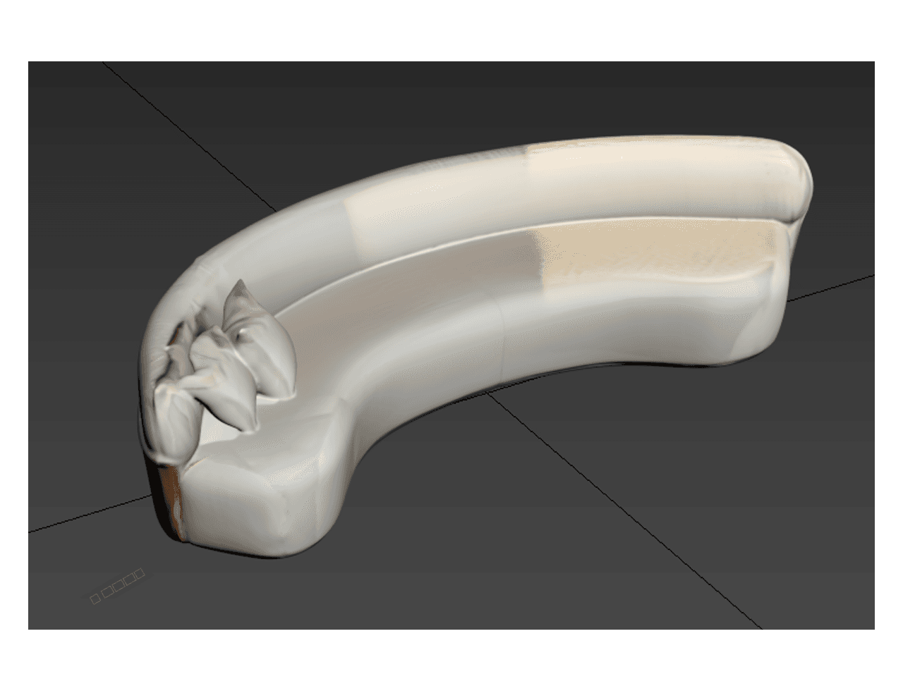 Long Curved Sofa — 3ds Max Model